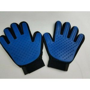 Silicone Dog hair shedding deshedding gloves blue and black one size